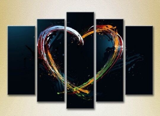 Pictură Rainbow Polyptych Multicolored Heart 05 (2231729)