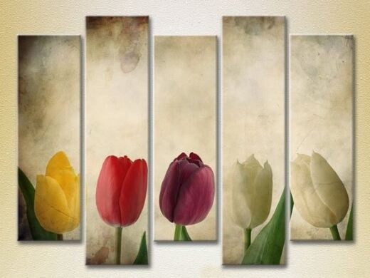 Pictură Rainbow Polyptych Multicolored tulips 01 (2932866)
