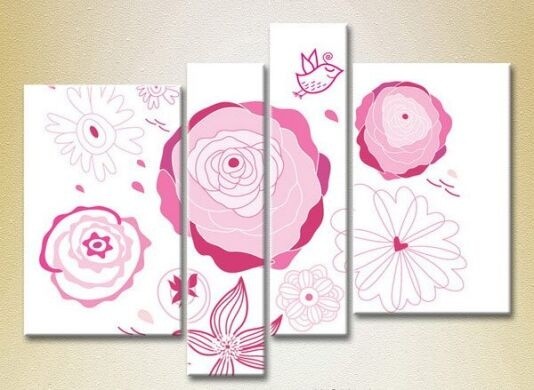 Pictură Rainbow Polyptych Pink Roses 02 (2230604)