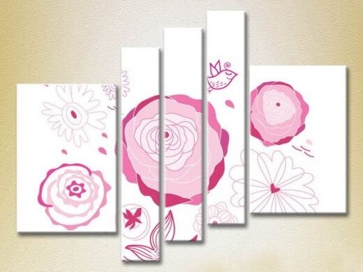 Картина Rainbow Polyptych Pink Roses 04 (2231799)