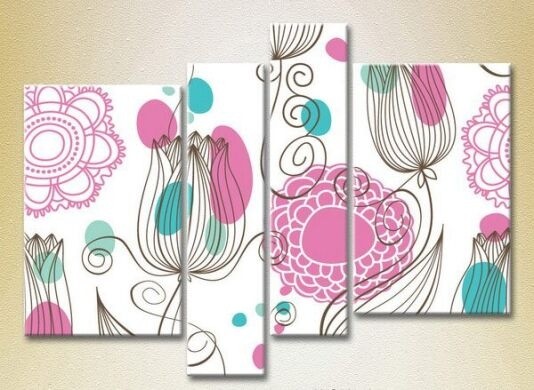 Картина Rainbow Polyptych Pink Turquoise Floral Background 02 (2230585)