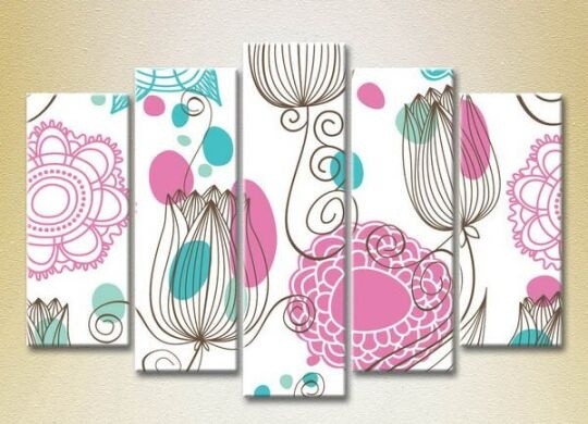 Картина Rainbow Polyptych Pink Turquoise Floral Background 03 (2231811)