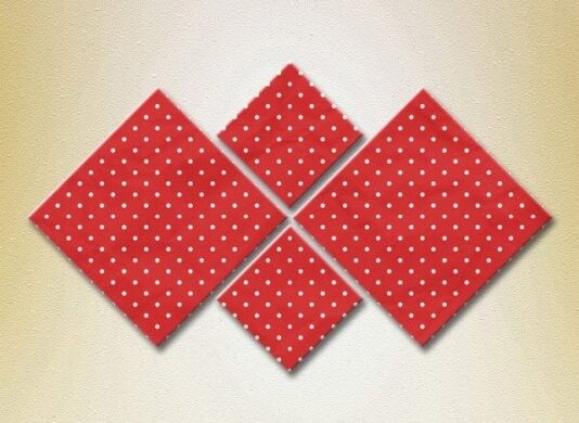 Pictură Rainbow Polyptych Red and white polka dots (2230353)