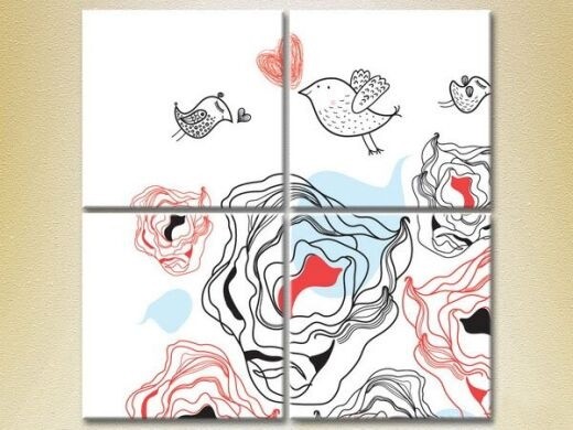 Картина Rainbow Polyptych Sparrows in Love (2230542)