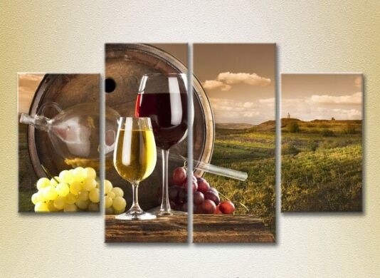 Pictură Rainbow Polyptych Still Life White and Red Wine 01 (2220268)
