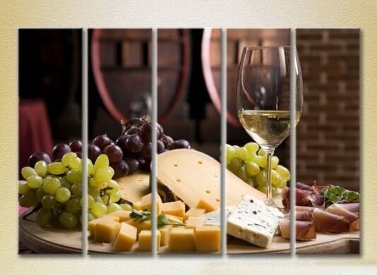 Pictură Rainbow Polyptych Still Life Wine Cheese Plate 01 (2224598)