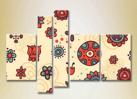 Pictură Rainbow Polyptych Texture beige red 06 (2231835)