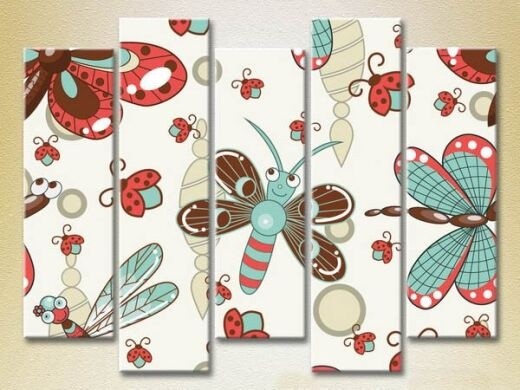 Картина Rainbow Polyptych Texture Butterflies and Dragonflies 03 (2231819)