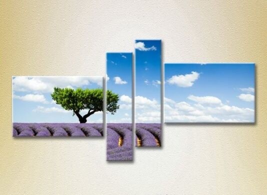 Картина Rainbow Polyptych Tree in a lavender field 01 (2223667)