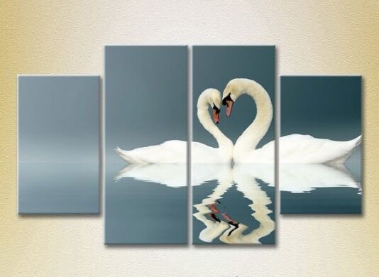 Pictură Rainbow Polyptych Two Swans 01 (2222221)