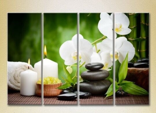 Картина Rainbow Polyptych White orchids and bamboo (2932266)