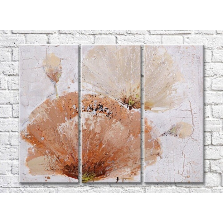 Pictură Rainbow Poppy flowers and buds on a light background-drawing (500444)