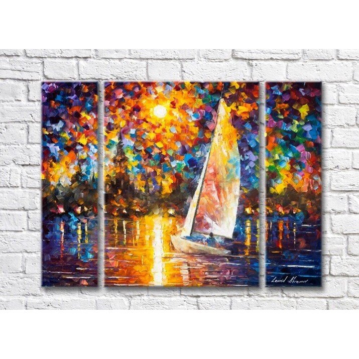 Pictură Rainbow Sailboat in the moonlit night (35110194)