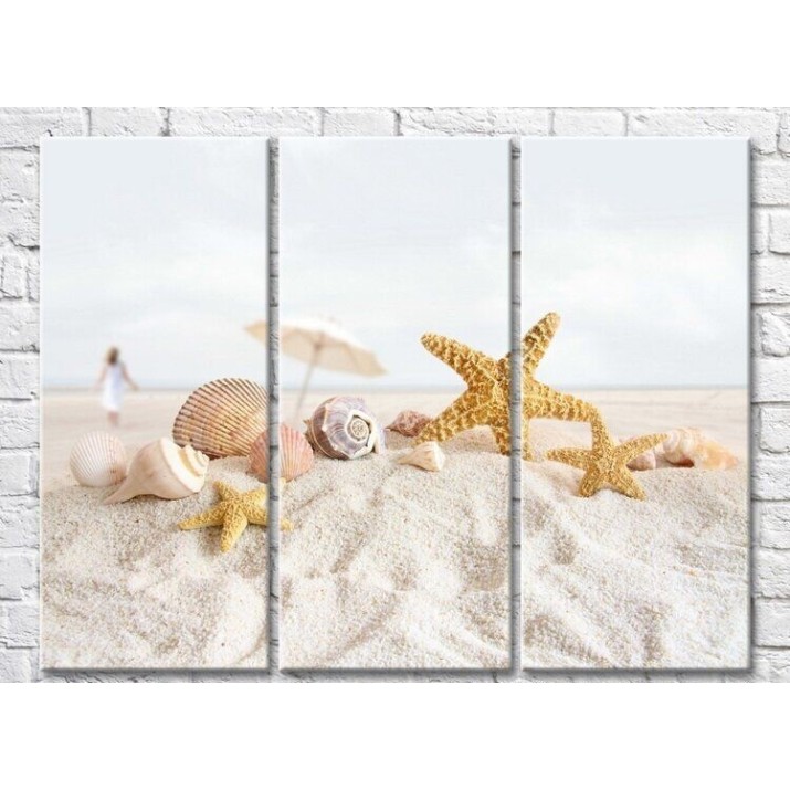 Pictură Rainbow Starfish and seashells in the sand (3469153)