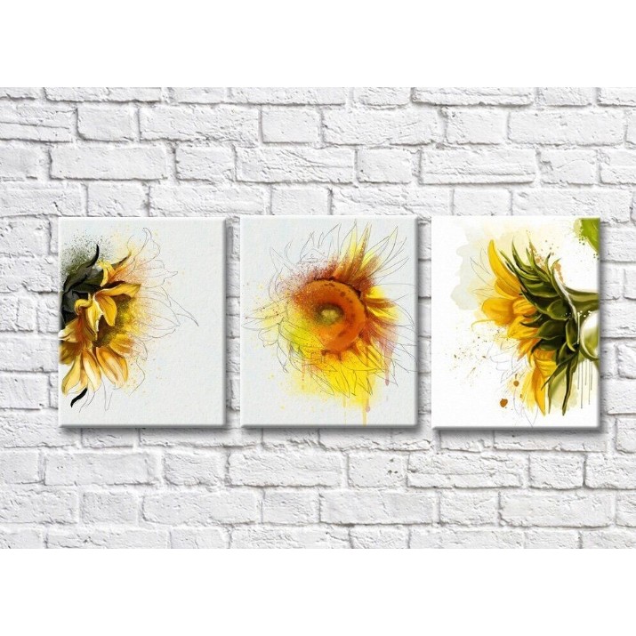 Pictură Rainbow Sunflowers on a light background (3572587)