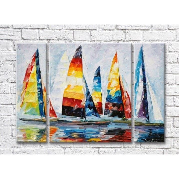 Pictură Gallerix Multicolored sailboats and their reflection in the water (35110204)