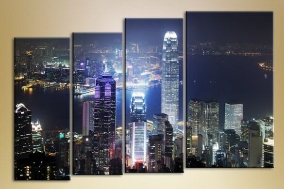 Картина Gallerix Polyptych 4 Night Hong Kong (1430794)