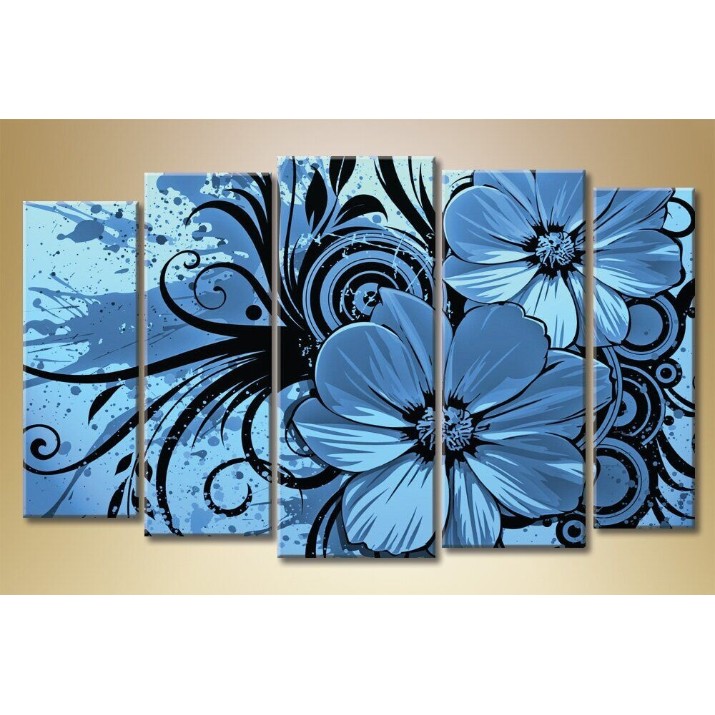 Pictură Gallerix Polyptych blue flowers 002 (1563272)