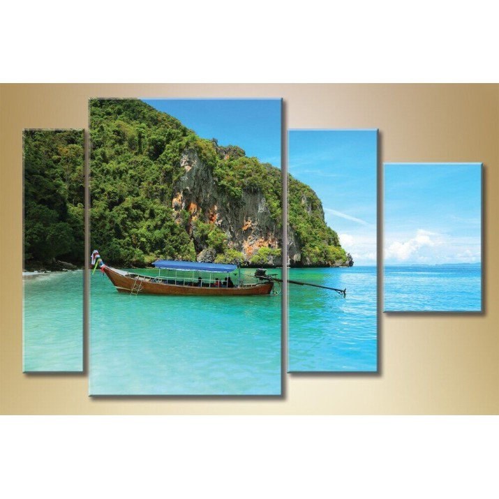 Pictură Gallerix Polyptych boat in the bay (1529782)