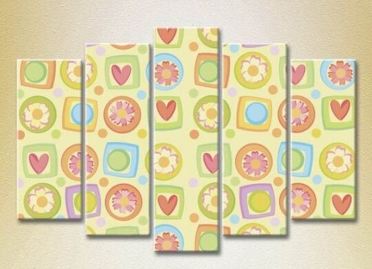 Картина Gallerix Polyptych Flowers and Hearts 10 (2231727)
