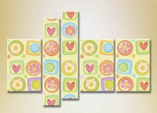 Pictură Gallerix Polyptych Flowers and Hearts 11 (2231730)