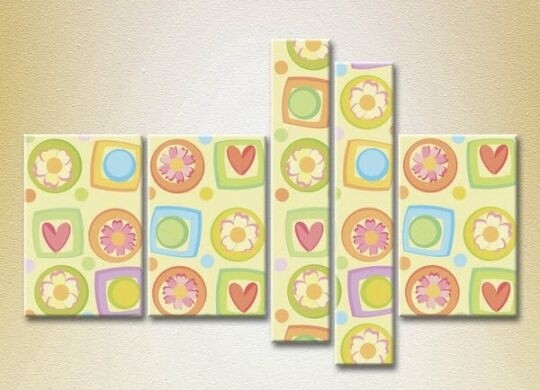 Картина Gallerix Polyptych Flowers and hearts 12 (2231731)