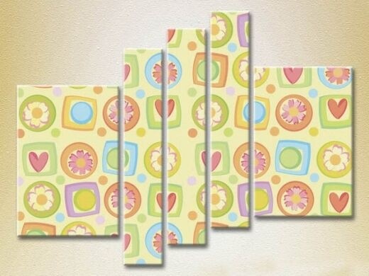 Pictură Gallerix Polyptych Flowers and Hearts 13 (2231732)