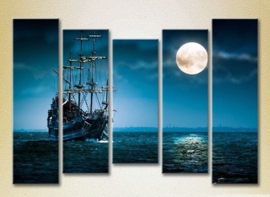 Pictură Gallerix Polyptych Frigate in the Moonlight 04 (2224795)