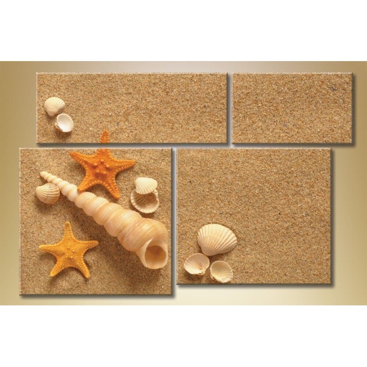 Pictură Gallerix Polyptych seashells in the sand (1529801)