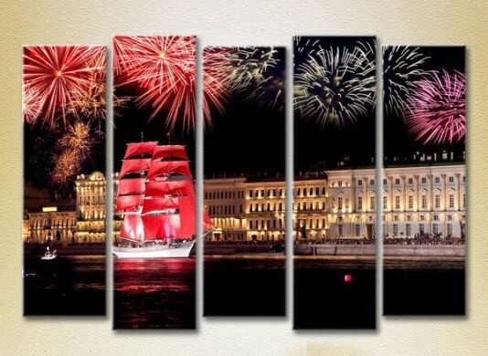 Pictură Gallerix Polyptych Yacht Scarlet Sails 07 (2224560)