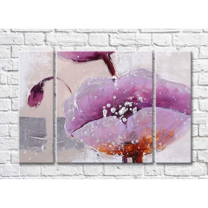 Картина Gallerix Purple flowers on a beige background oil painting (500761)