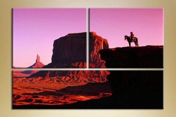 Pictură Gallerix Triptych Canyon and Cowboy (1409549)