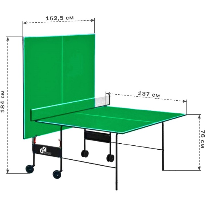Masă de tenis GSI Sport Athletic Light Gp-2 Indoor Green
