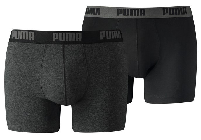 Сhiloţi pentru bărbați Puma Basic Boxer 2P Dark Grey Melange/Black L