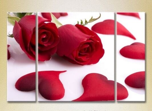 Картина Gallerix Triptych Roses and Hearts 01 (2699465)