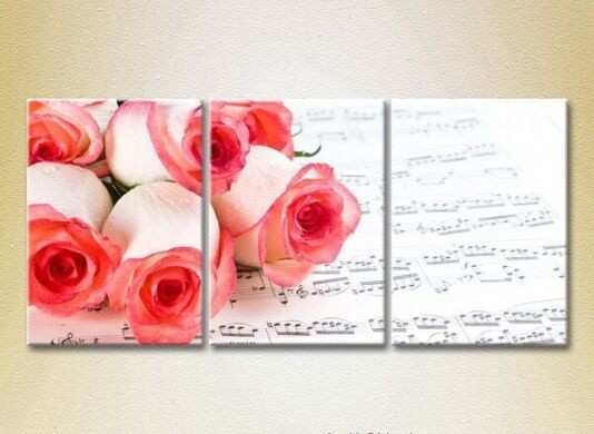 Картина Gallerix Triptych Roses on sheet music 01 (2699458)