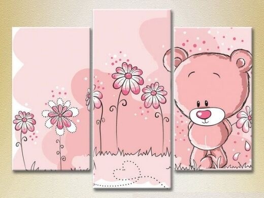 Pictură Magic Color Triptych Pink Bear (2229670)
