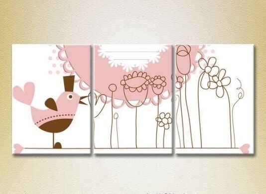 Pictură Magic Color Triptych Pink Sparrow (2229668)