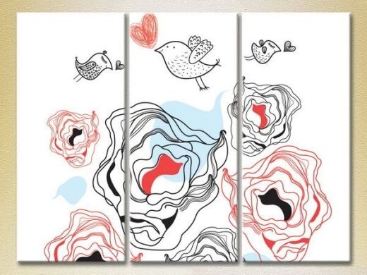 Картина Magic Color Triptych Sparrows in Love (2229603)