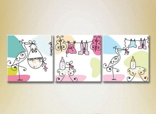 Pictură Magic Color Triptych With Newborn (2229673)