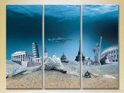Картина Magic Color Triptych World architectural monuments under water (2658504)