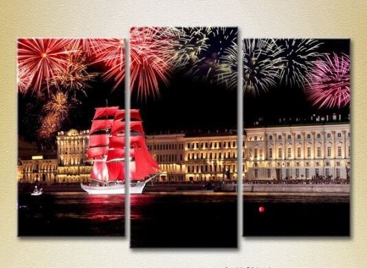 Картина Magic Color Triptych Yacht Scarlet Sails (2658545)