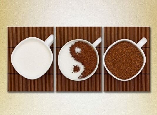 Pictură Magic Color Triptych Yin Yang Coffee and sugar (2698643)