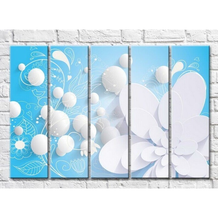 Pictură Magic Color White balloons and flower on a Blue background (3551917)