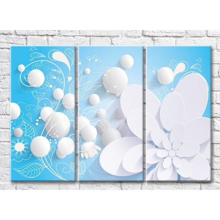 Pictură Magic Color White floral patterns on a Blue background (3517860)