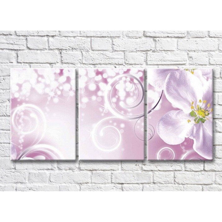 Pictură Magic Color White flower and curls on a Pink background (3565222)