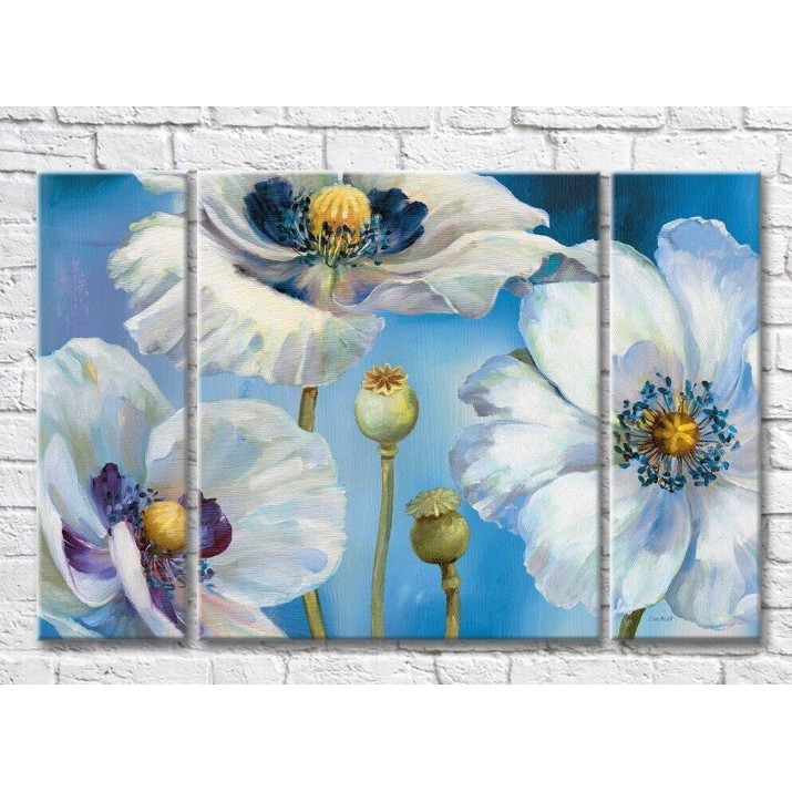 Картина Magic Color White flowers on a Blue background (3572552)