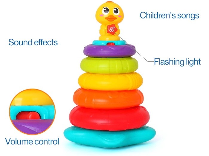 Piramida Hola Toys Little Rainbow Duck Stacking Toy (2101)