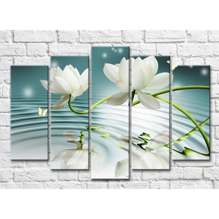 Pictură Magic Color White lotus flowers on a background of water (3551906)