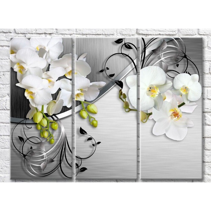 Pictură Magic Color White orchid feta on a Silver background (3517840)